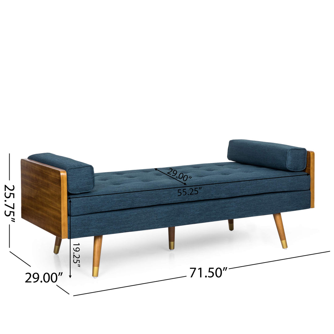 Christopher Knight Home Keairns Chaise Lounge Navy Blue + Dark Walnut with - Diamond Home USA