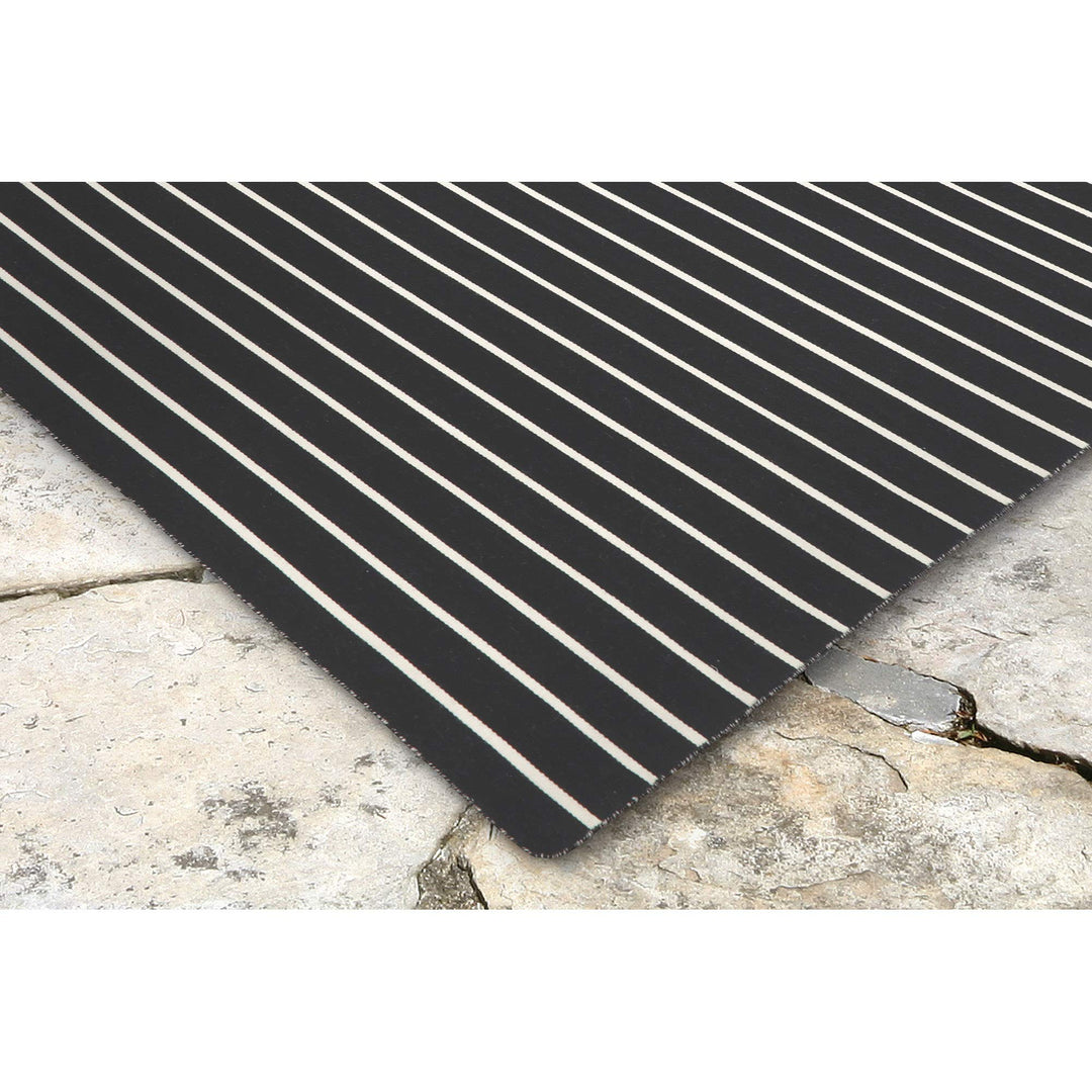 Liora Manne Sorrento Pinstripe Black Reversible Lightweight Rug 2' X 3' White - Diamond Home USA