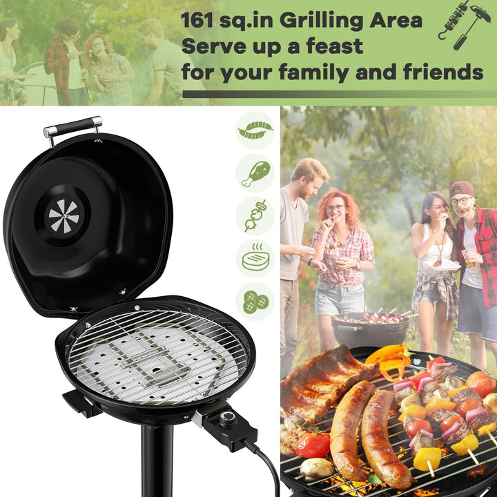Portable Electric Bbq Grill With Removable Non-stick Rack Black - Diamond Home USA