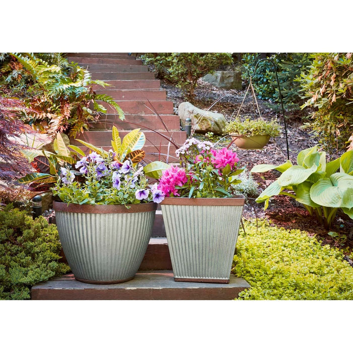 Southern Patio 10" Westlake Indoor/Outdoor Pleated Planter with Galvanized