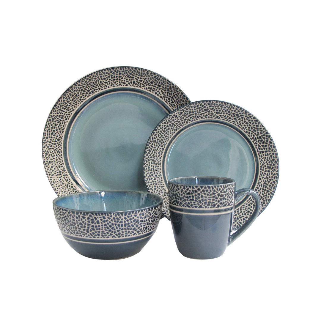 American Atelier Round Dinnerware Sets|Mosaic Blue Kitchen Plates Bowls and