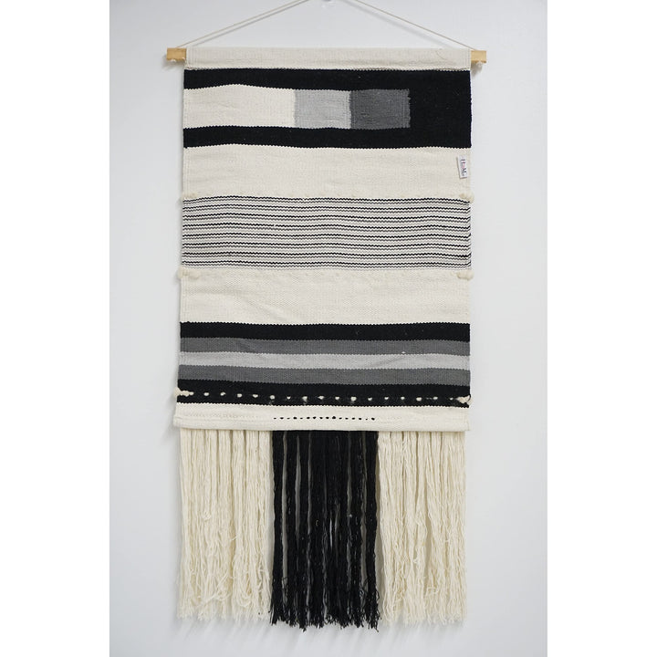 Large Macrame all Hanging Size Black Abstract Modern Contemporary Cotton Hand - Diamond Home USA