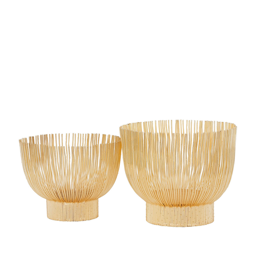 Gold Iron Contemporary Decorative Bowl (Set Of 2) 14 X 11round - Diamond Home USA