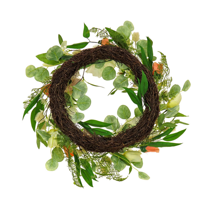 22" Tulips Poppies and Wreath Pink Traditional Plastic Unlit - Diamond Home USA