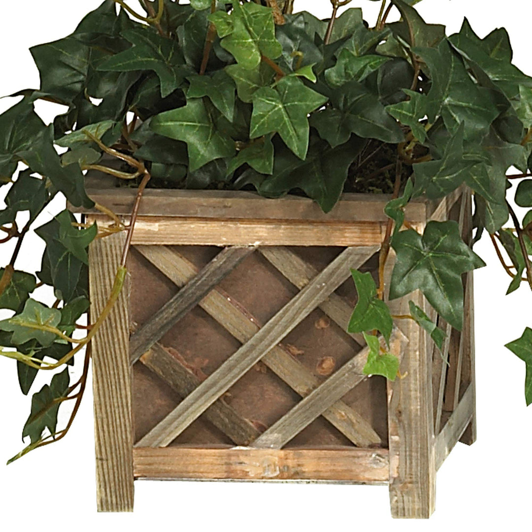 Nearly Natural 34in. Artificial Bougainvillea Topiary with Wood Box - Diamond Home USA