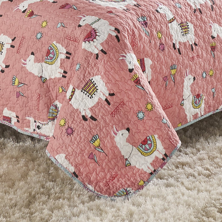 Vue Llama Drama Modern Graphic Reversible Quilt Set 3 Piece