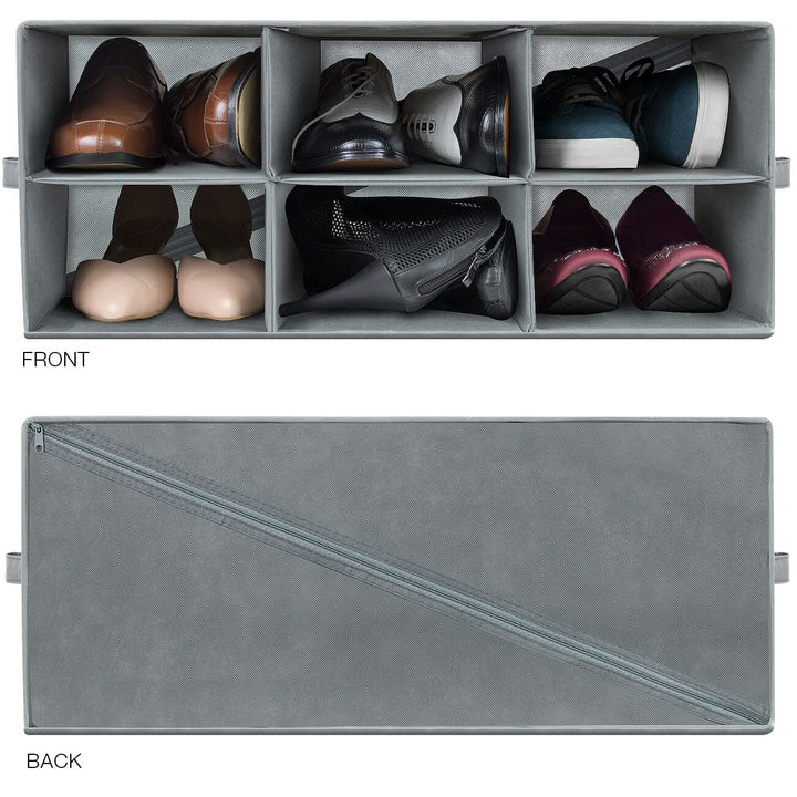 Shoe Organizer Bin 6 Section Cubby Shelves Foldable Portable Detachable Closet - Diamond Home USA