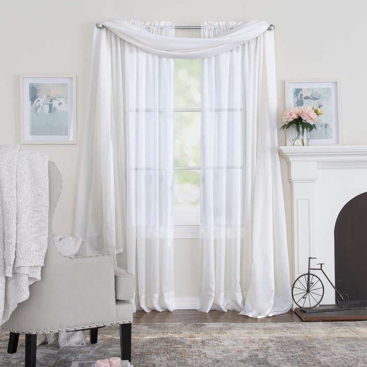 Miller Curtains Preston Sheer 108-Inch Rod Pocket Curtain Panel - 52 108-52 Crimson - Diamond Home USA