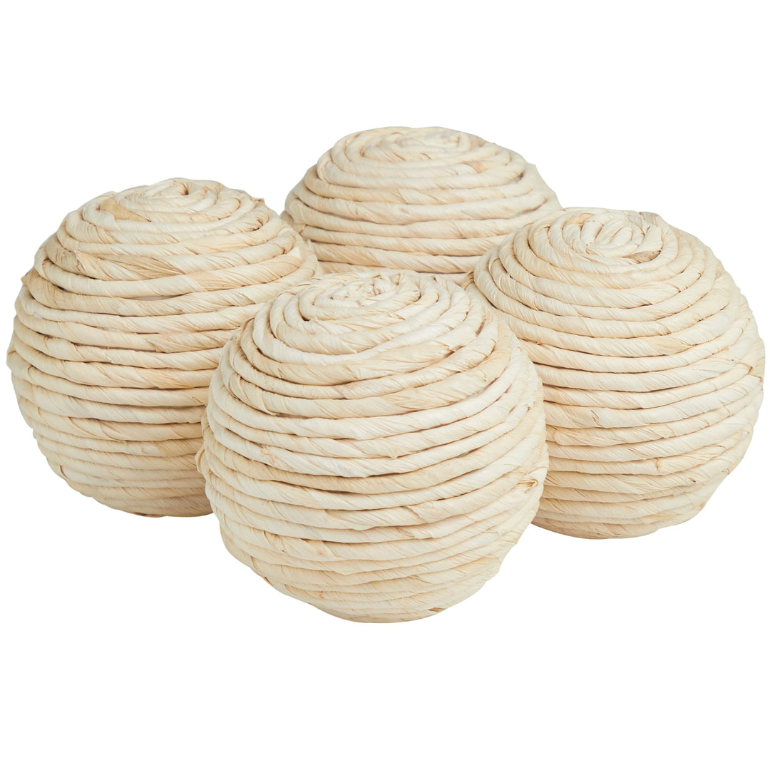 Beige Jute Handmade Decorative Ball Orbs Vase Filler (Set of 4) Rope - Diamond Home USA