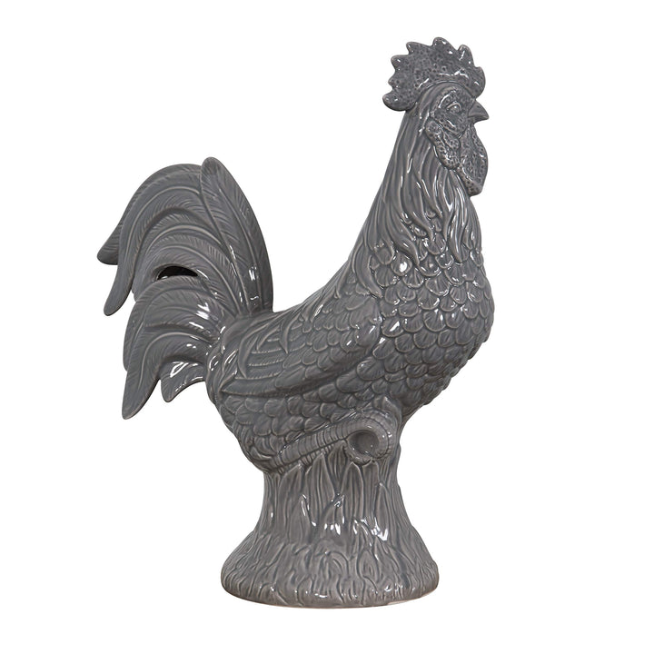 Grey Rooster Statue Animals Ceramic - Diamond Home USA
