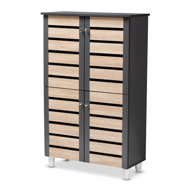 Contemporary Shoe Storage Cabinet Brown Modern Wood Includes Hardware - Diamond Home USA
