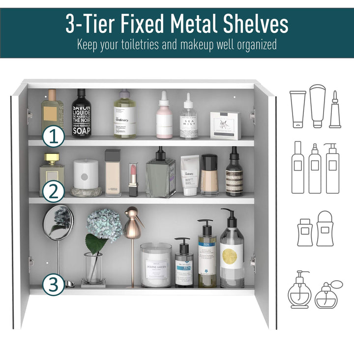 Wall Mounted Bathroom Medicine Cabinet with Mirror Steel Frame and Storage - Diamond Home USA