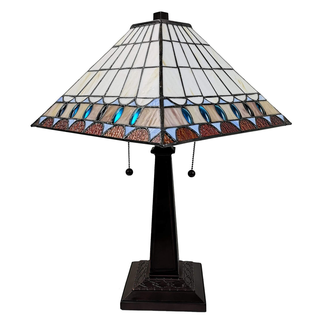 Tiffany-Style Mission Jeweled Table Lamp - Multi-Color/White Brown White - Diamond Home USA