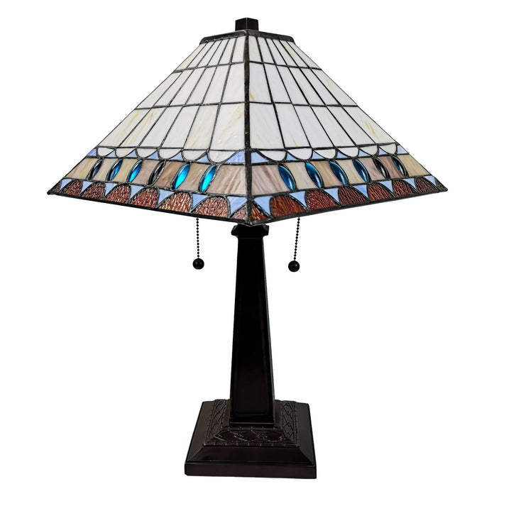 Tiffany-Style Mission Jeweled Table Lamp - Multi-Color/White Brown White - Diamond Home USA