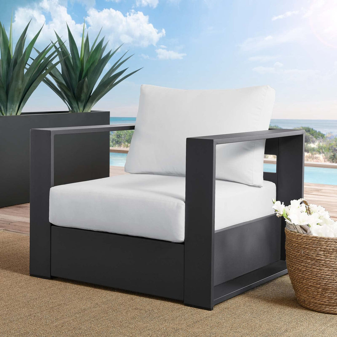 Modway Tahoe Modern Fabric/Aluminum Outdoor Armchair in White/Gray