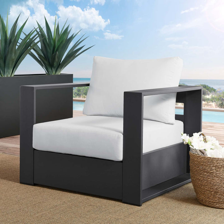 Modway Tahoe Modern Fabric/Aluminum Outdoor Armchair in White/Gray