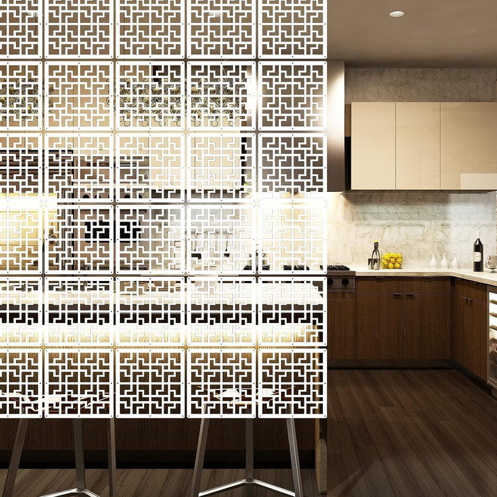 Hanging Room Divider Decorative Screen Panels 10 Pcs White Vinyl Includes - Diamond Home USA