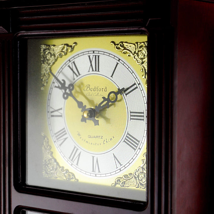 Decorative Wall Clock with Pendulum in Cherry Brown Rectangular Wood Finish - Diamond Home USA