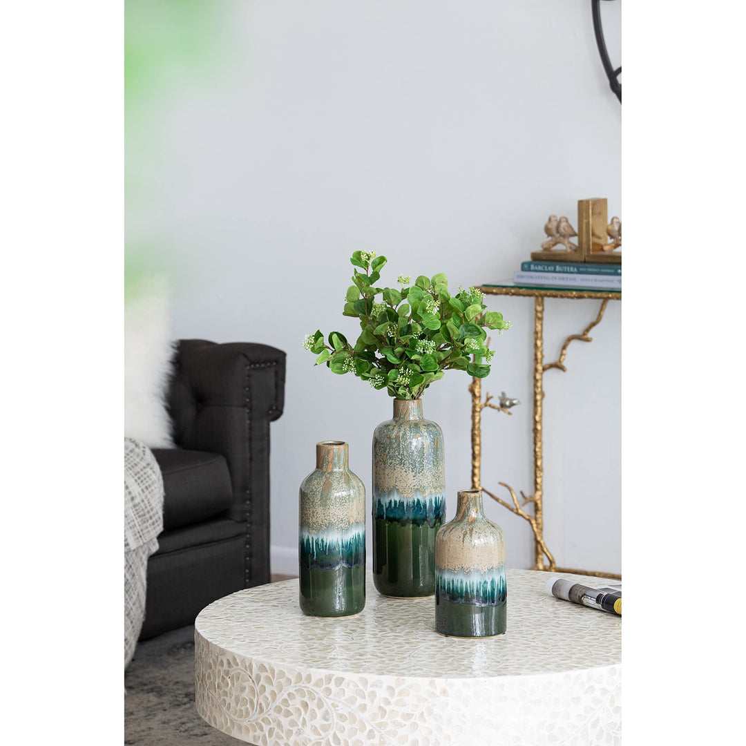 Vases Set of 3 Blue/Green Blue Traditional Ceramic - Diamond Home USA