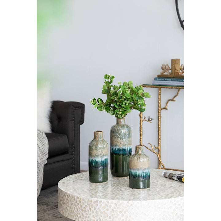 Vases Set of 3 Blue/Green Blue Traditional Ceramic - Diamond Home USA