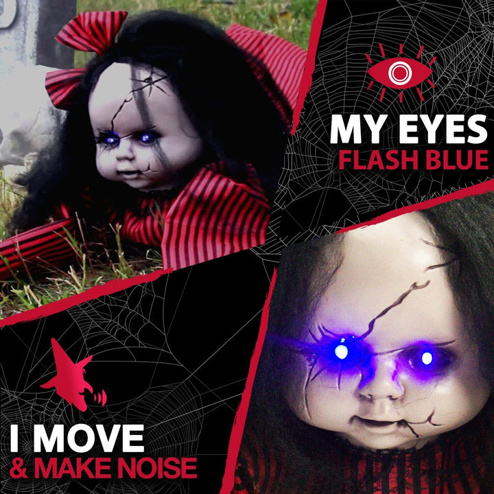 44 in. Doll Indoor/Outdoor Halloween Decoration Light-up Blue Eyes Crawling - Diamond Home USA