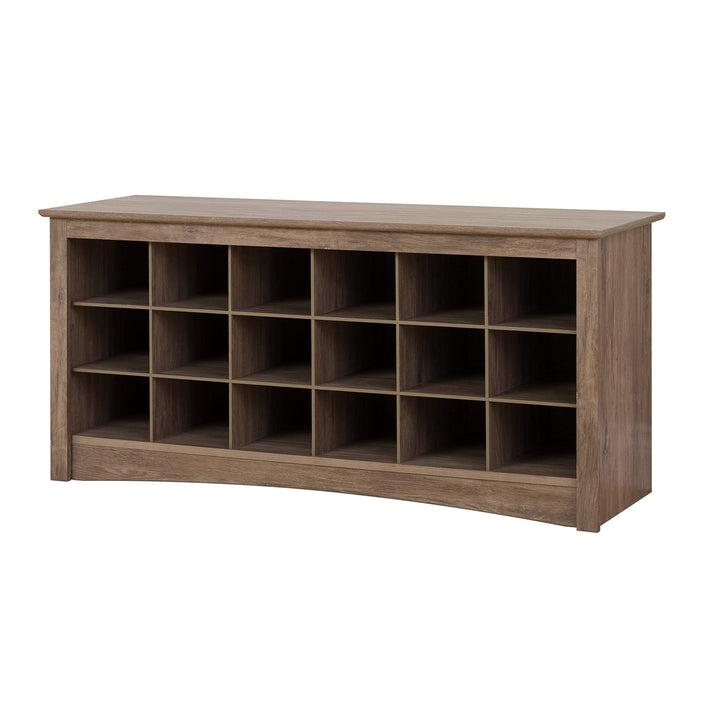 Drifted Grey Cubbie Storage Bench Solid Farmhouse MDF - Diamond Home USA