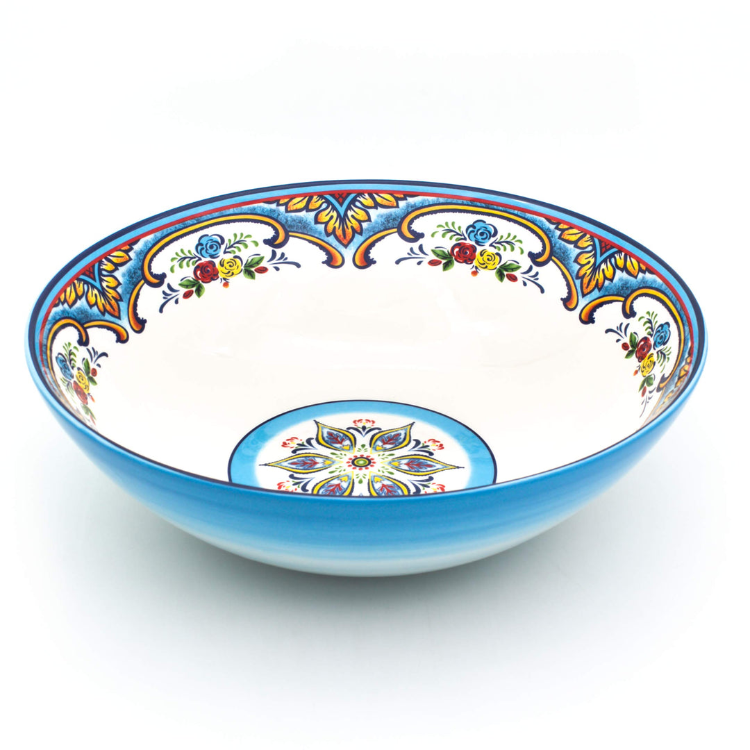 Euro Ceramica Zanzibar Collection Vibrant 12.75'' Ceramic Round Serving Bowl