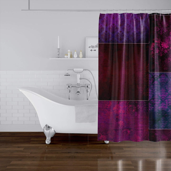 Eclectic Bohemian chwork Wine and Purple Shower Curtain by - 71x74 Purple - Diamond Home USA