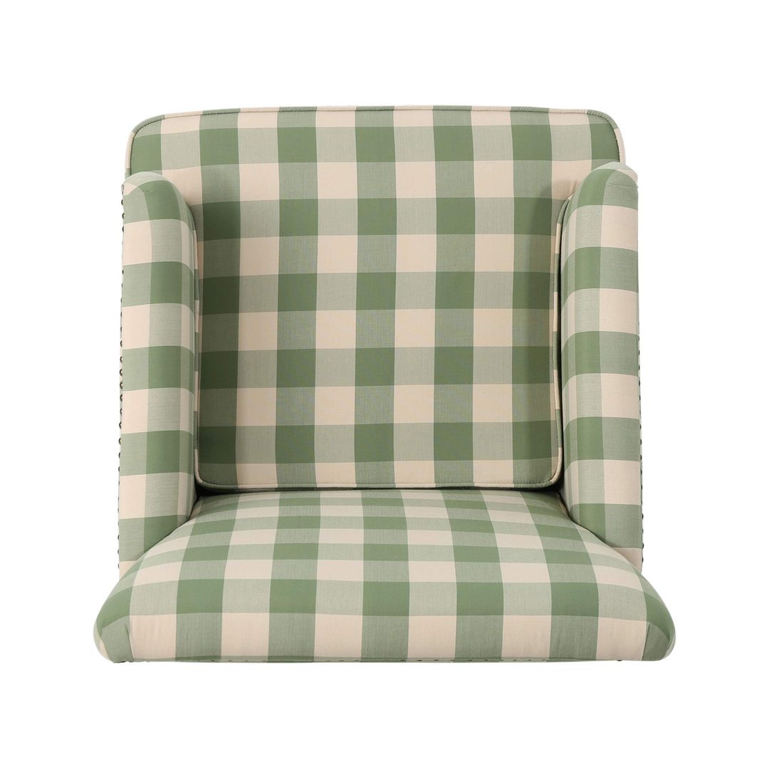 GDFStudio Tufted Fabric Club Chair Green Checkerboard - Diamond Home USA