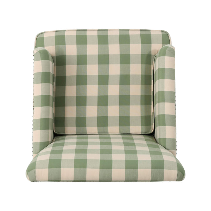 GDFStudio Tufted Fabric Club Chair Green Checkerboard - Diamond Home USA