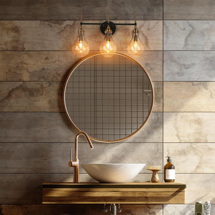 Globe 3-light Bathroom Vanity Lights Tear Drop Wall Lamp L 21.6" X W 7.1" H - Diamond Home USA
