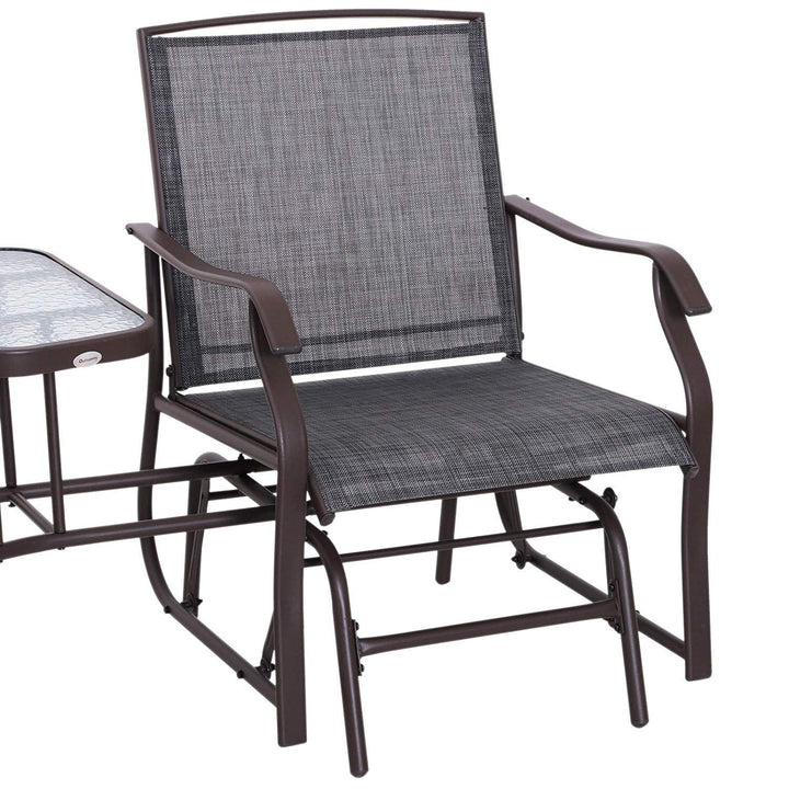 Outdoor Sling Fabric 3-Piece Double Glider Rocker Chairs with Table Set Grey - Diamond Home USA