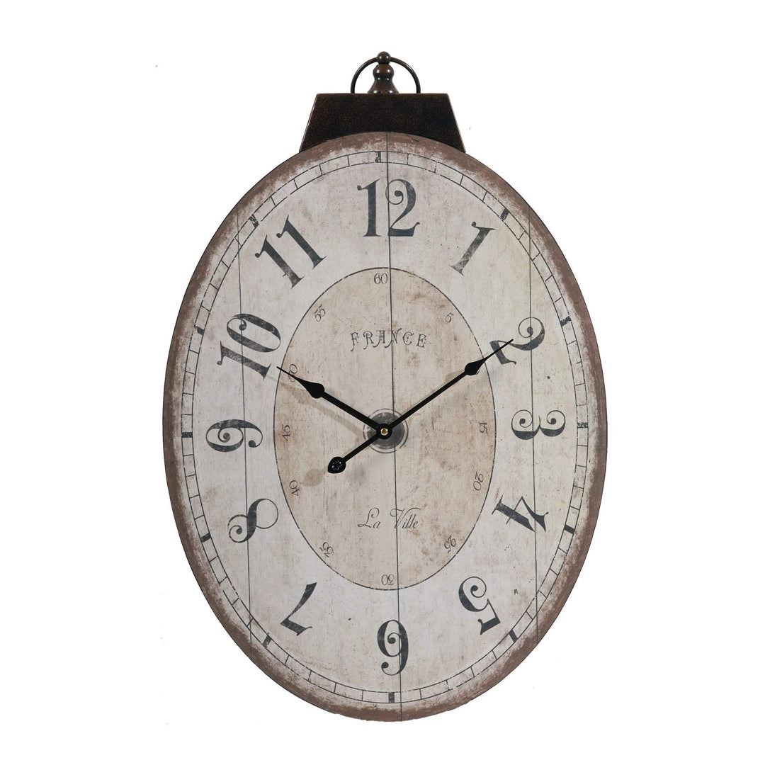 29-inch Antique White Oval Wall Clock Metal