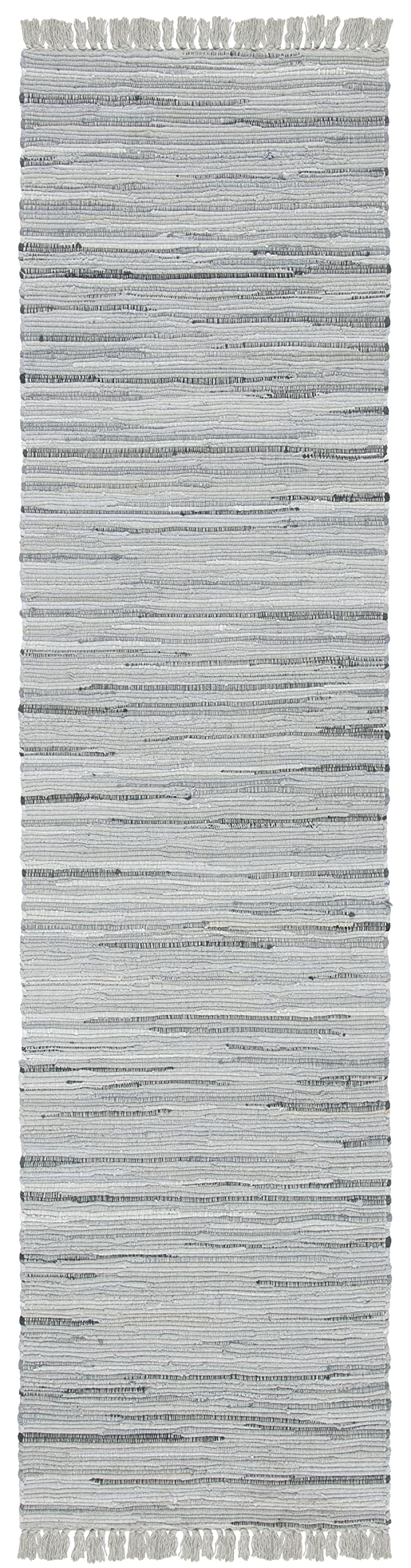SAFAVIEH Rag Rug Collection Runner Rug - 2'3" x 8' Grey Handmade Boho Stripe - Diamond Home USA