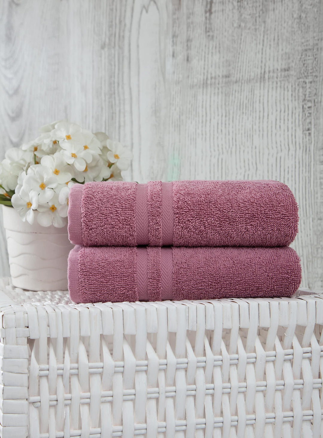 Ozan Premium Home Sienna Collection Absorbent Soft Turkish Cotton Hand Towels Dusty Rose - Diamond Home USA
