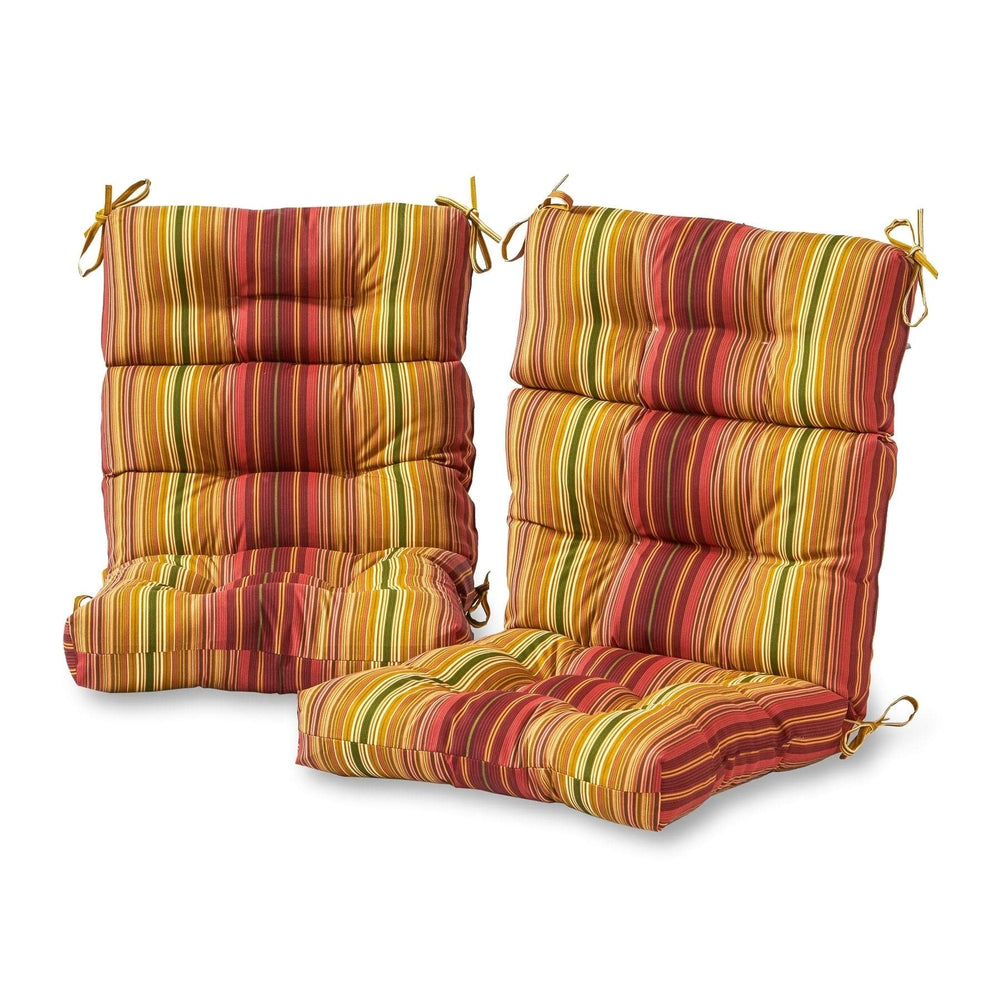 3-Section Contemporary Outdoor Stripe High Back Chair Cushion (Set of 2) - 44l X - Diamond Home USA