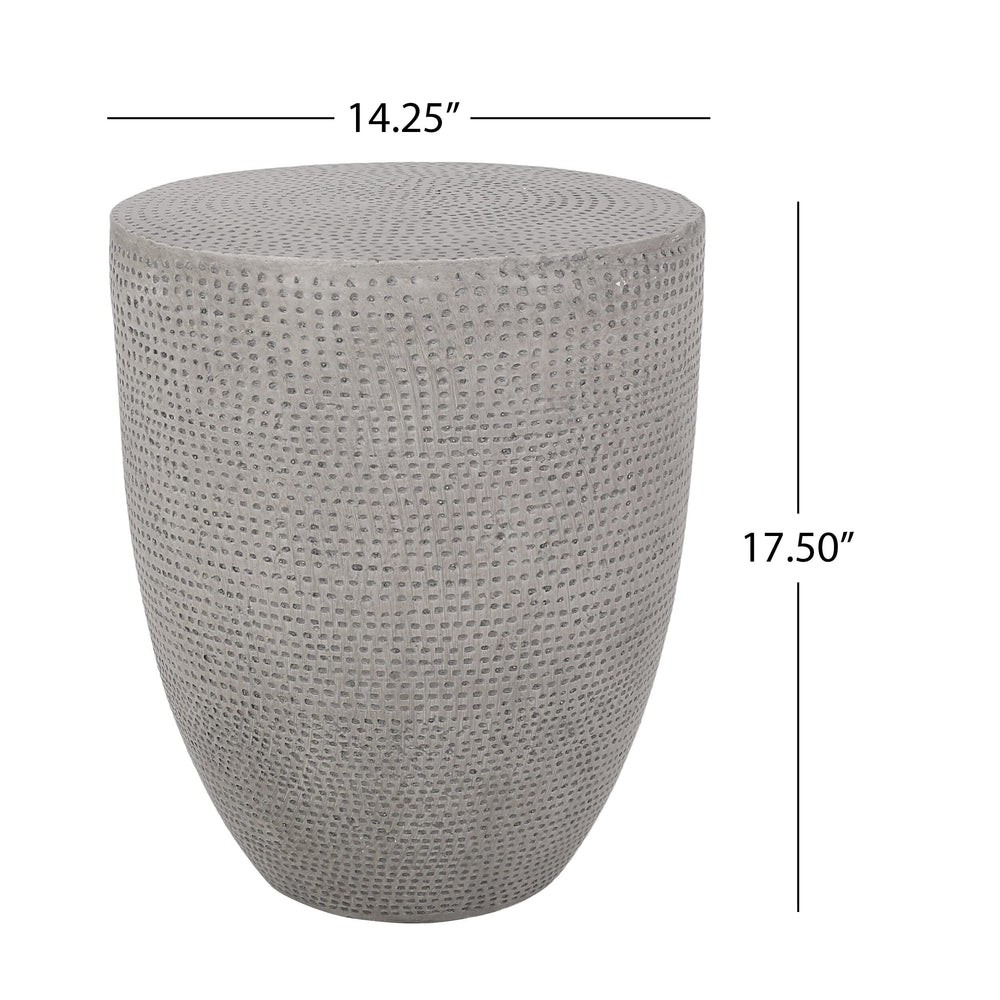 Outdoor Lightweight Concrete Side Table Grey Modern Contemporary Round Water - Diamond Home USA