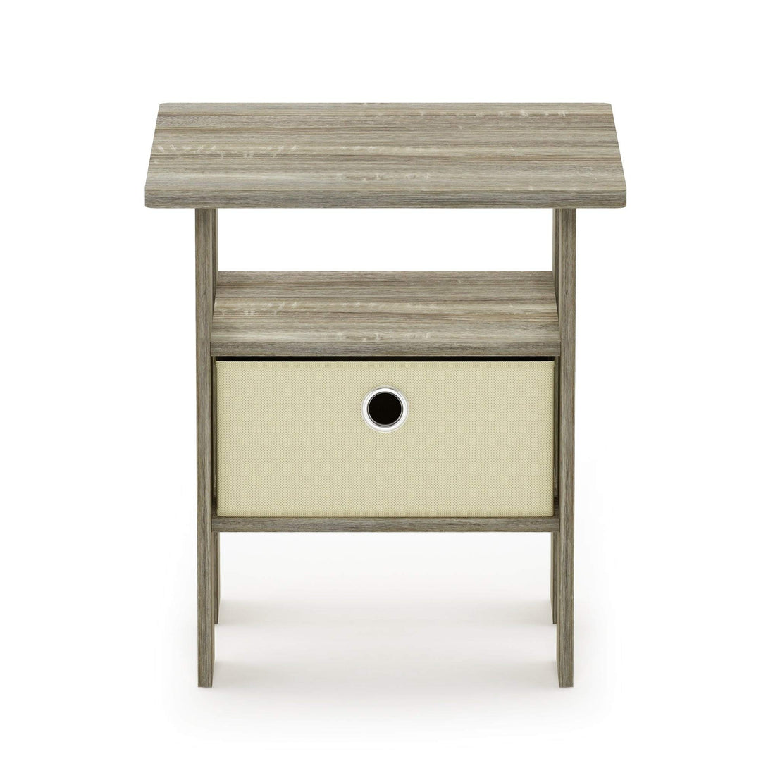 End Table Nightstand with Bin Drawer Oak/Ivory Beige Modern Contemporary - Diamond Home USA