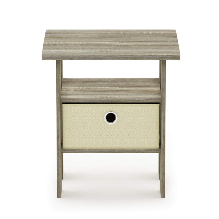 End Table Nightstand with Bin Drawer Oak/Ivory Beige Modern Contemporary - Diamond Home USA