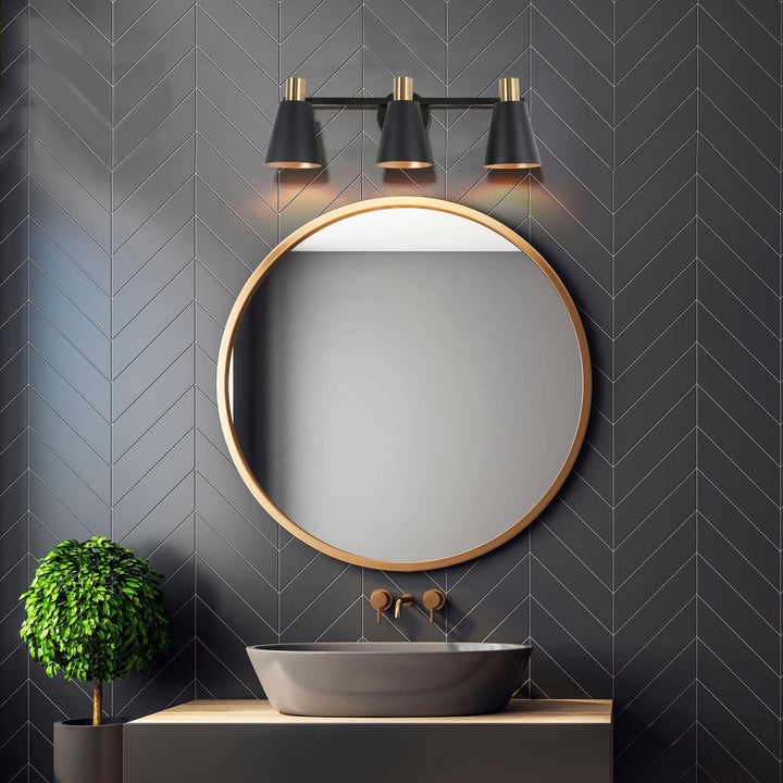 22'' Modern 3-lights Metal Cone Shade Bathroom Vanity Lights Dimmable Wall - Diamond Home USA