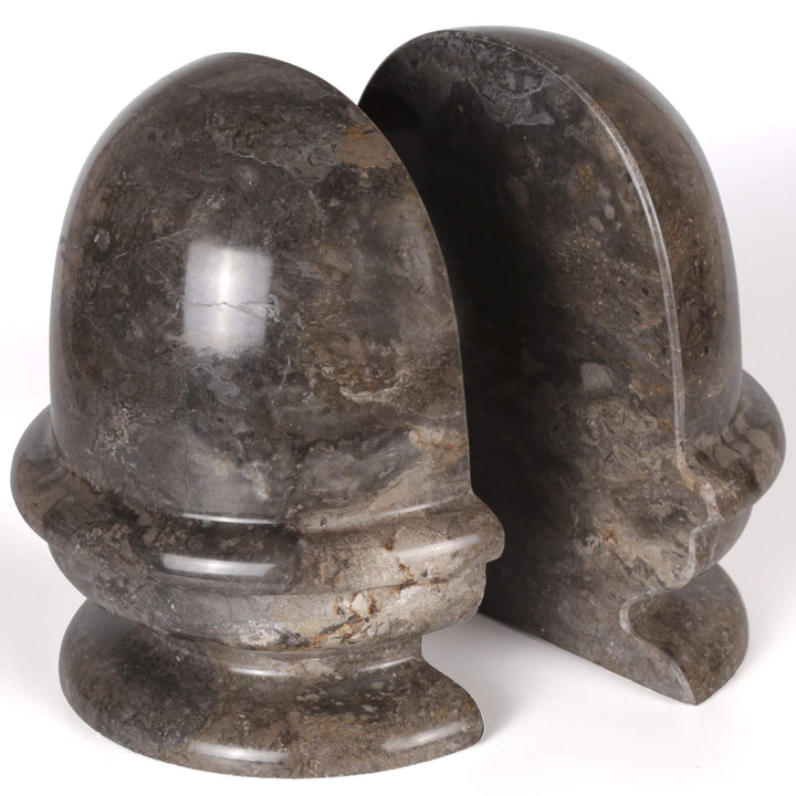 Charcoal Ice Cream Bowl Shape Marble Bookends Set of 2 Stone