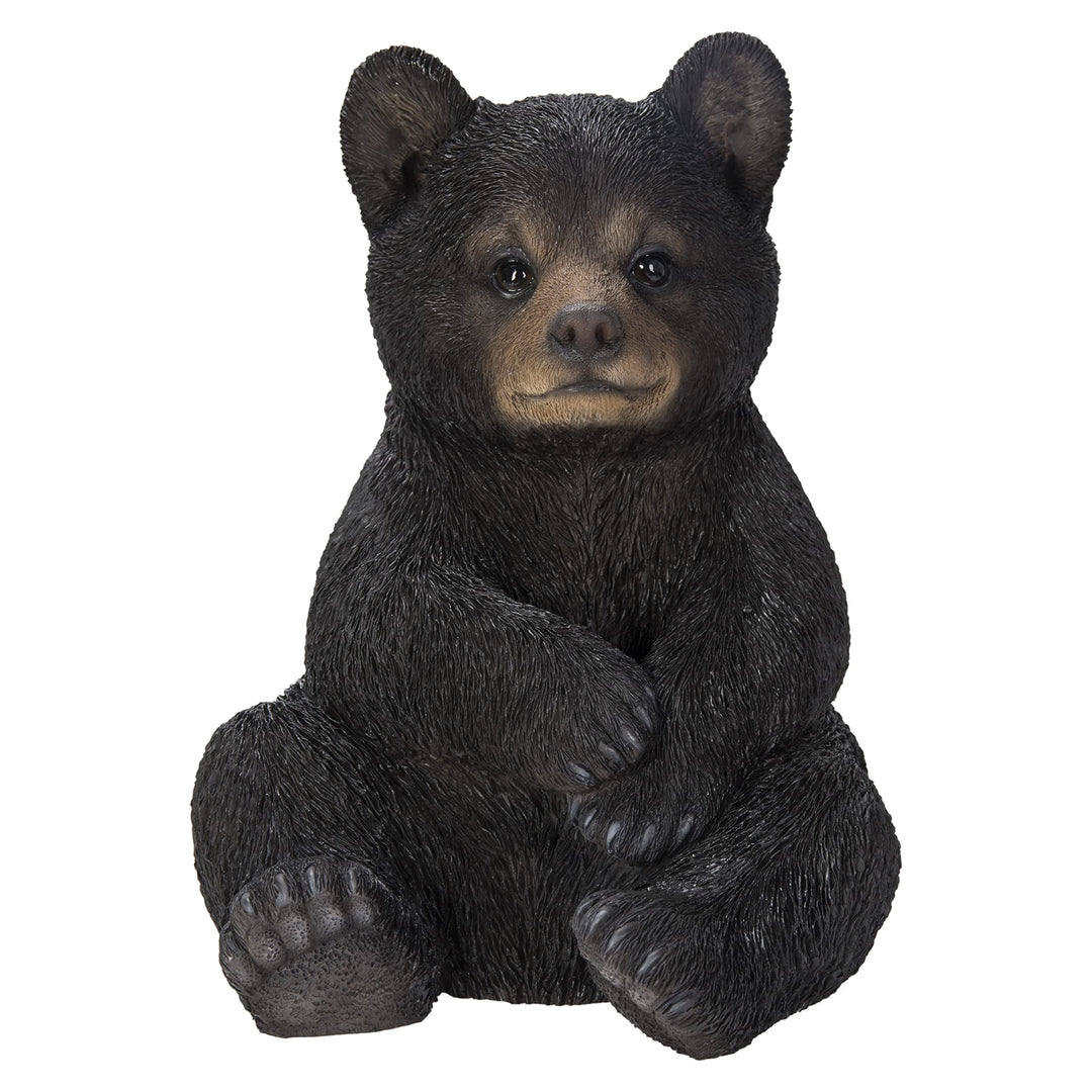 Sitting Black Bear Cub Ultra Realistic Garden Statue Multi Color Polyresin