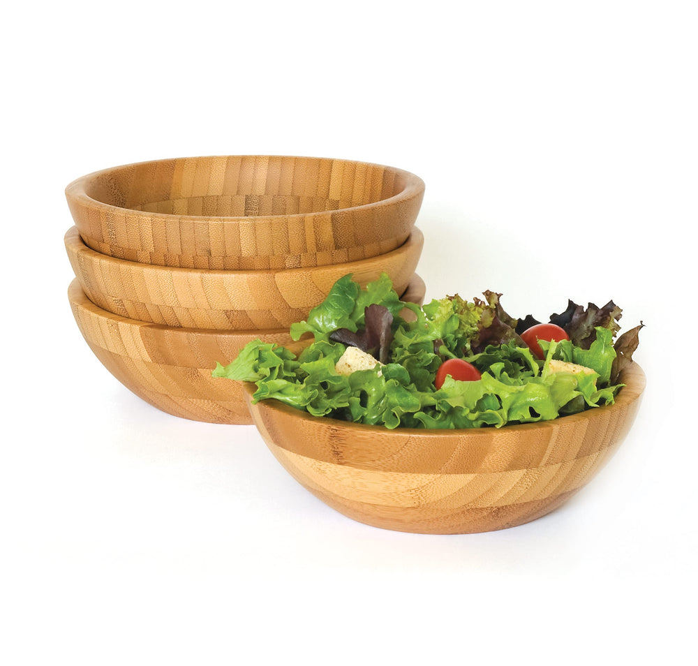 Lipper International Bamboo Wood Salad Bowls Small 7" Diameter x 2.25" Height - Diamond Home USA