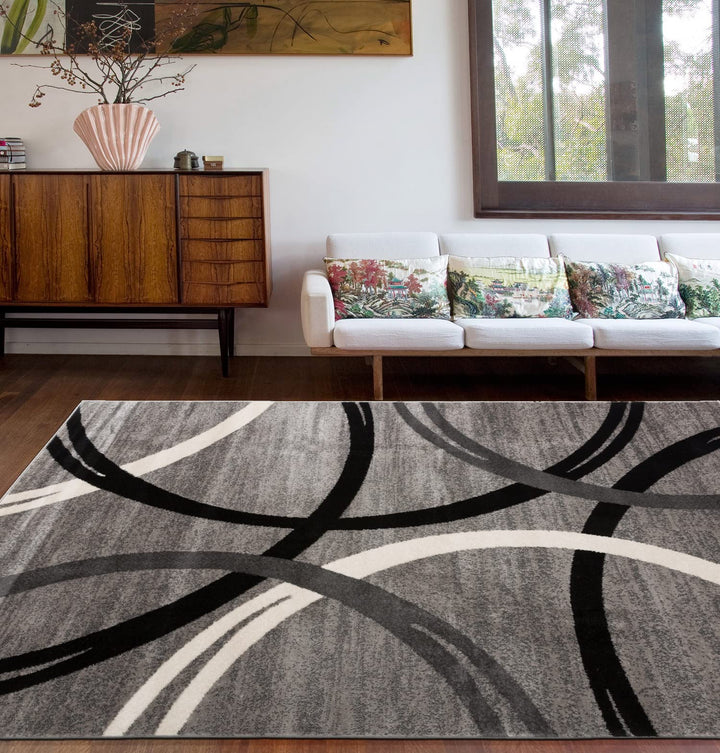 Rugshop Contemporary Abstract Circles Design Area Rug