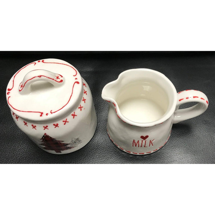 Holiday Cheer Cream and Sugar Set Round Ceramic 2 Piece - Diamond Home USA