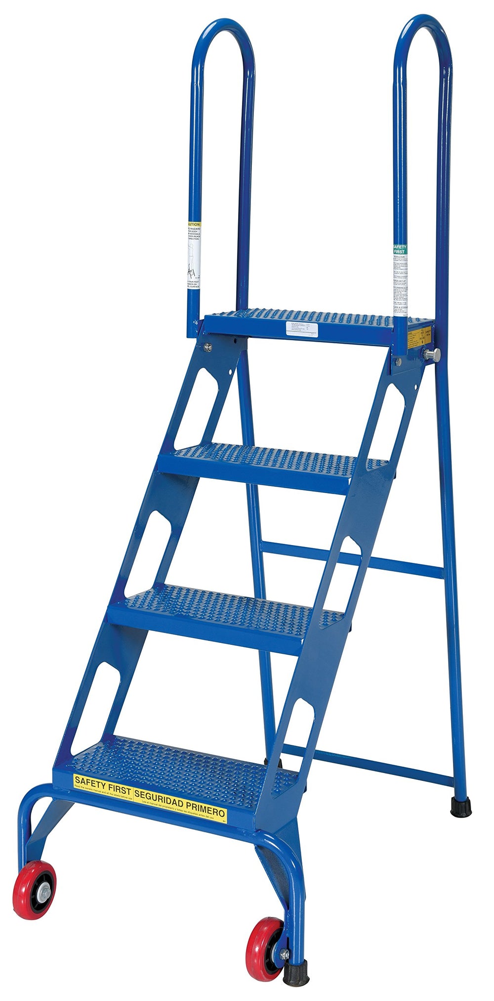 AllWelded Vestil Lock And Roll Folding Ladders With Wheels 4 Steps Steel - Diamond Home USA