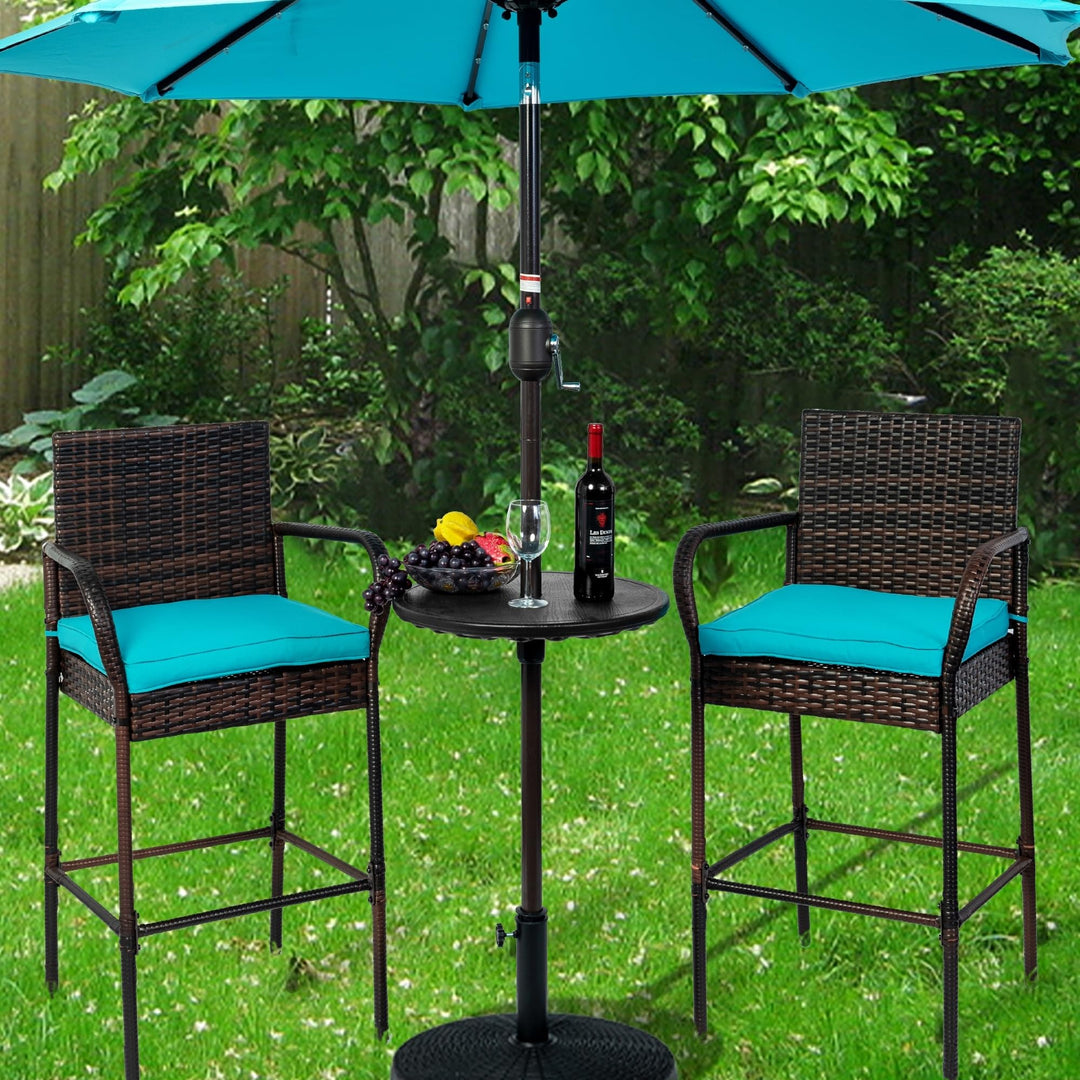 Outdoor Adjustable Umbrella Table Portable Round Tray with Hole Black Polyester - Diamond Home USA