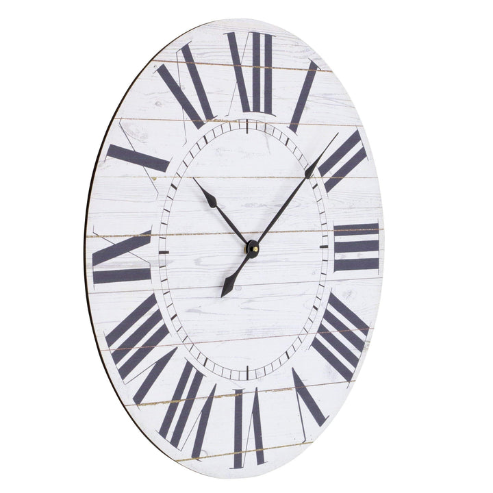 Large Shiplap Wall Clock Large Roman Numerals French Country Design Hanging - Diamond Home USA