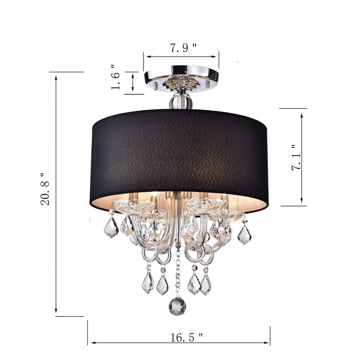 Hong Kong best New Zhu Yuan lighting Co. Antal 4Light Black SemiFlush Mount - Diamond Home USA