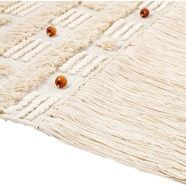 Boho Beaded Hand Woven 48x24-inch Wall Hanging 48" h X 24" w Beige Blue Brown - Diamond Home USA